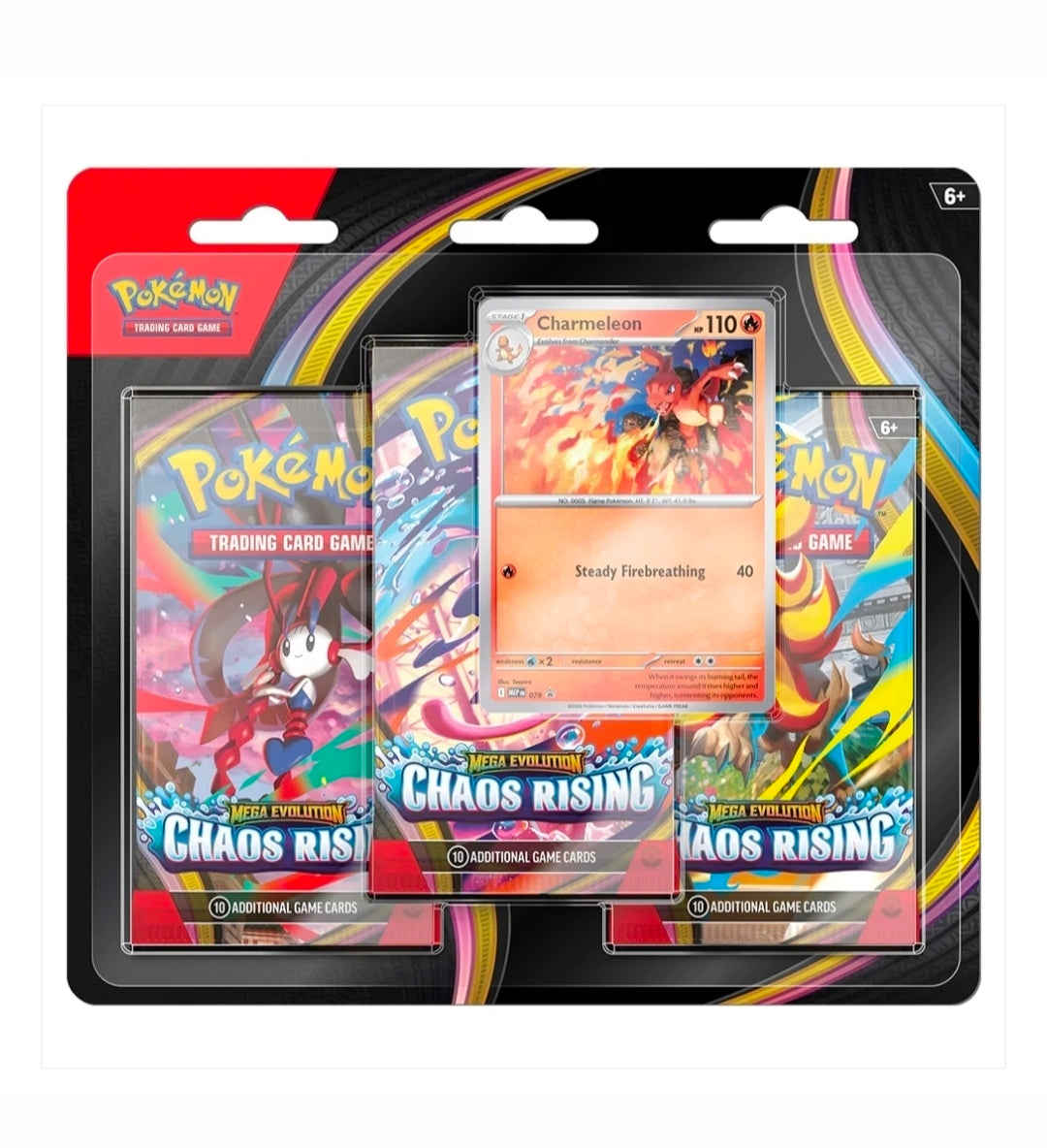✨ Pokémon TCG: Mega Evolution : Chaos Rising 3-Pack Blister - Charmeleon Promo ✨