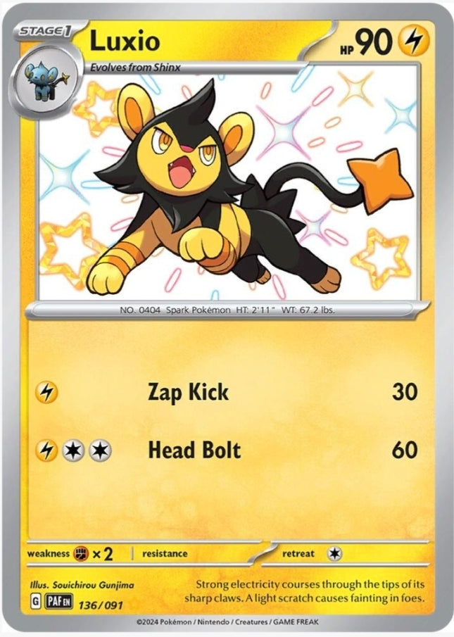 Luxio 136/091 Shiny Rare : Paldean Fates