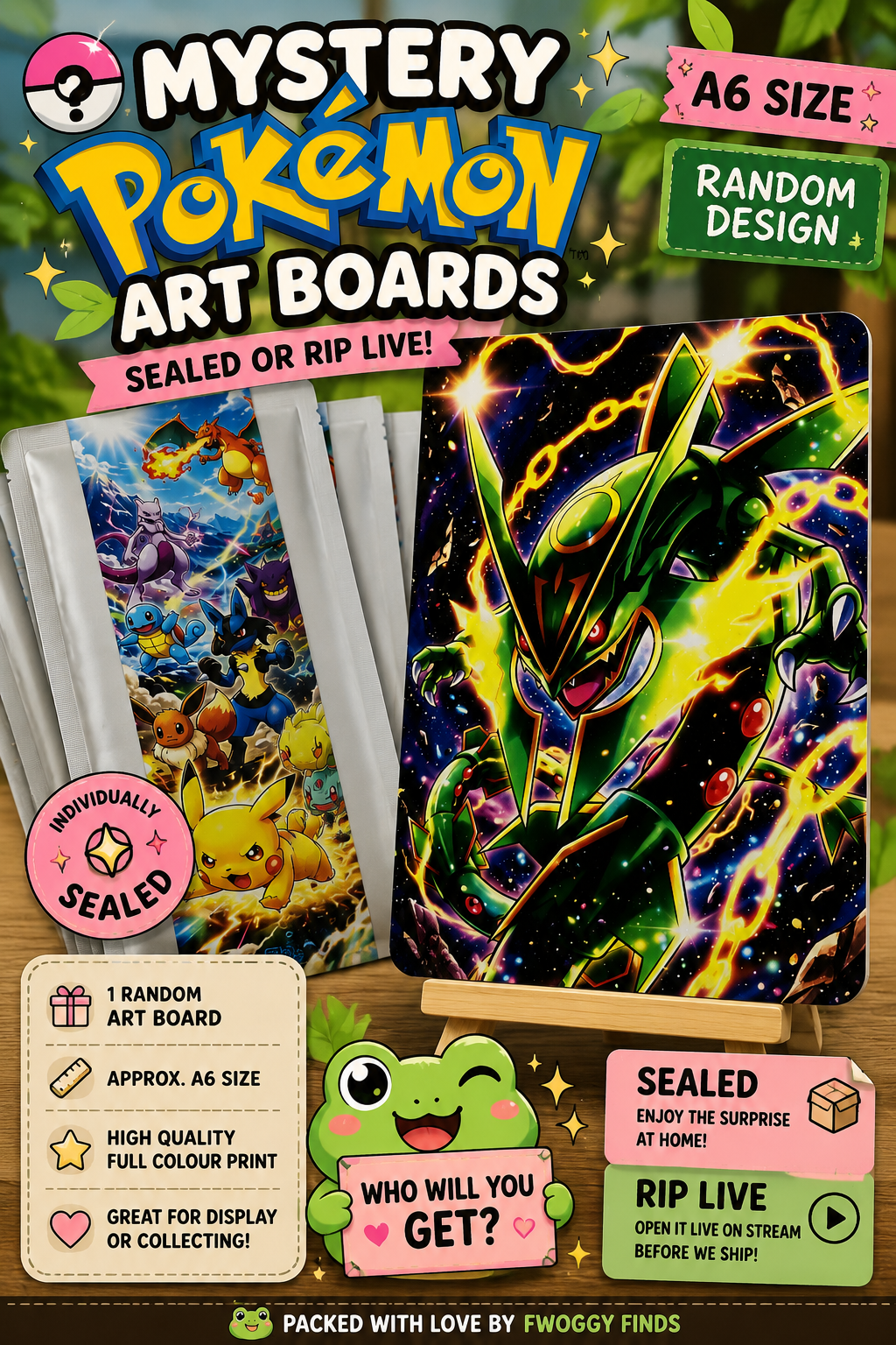🐸 Mystery Pokémon Art Boards - A6 Collectible Display Card