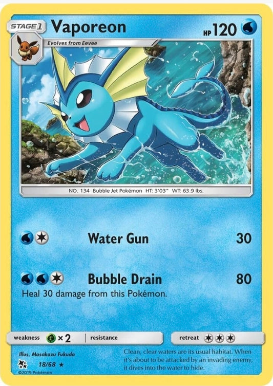 Vaporeon Holo Rare Hidden Fates 18/68